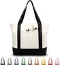 1 | 3 | 6 | 30 Pack Canvas Tote Bag with an External Pocket, Reusable Grocery Shopping Bag, Top Zipper Closure, Daily Essentials (Black/Natural Pack of 1)