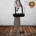 1 | 3 | 6 | 30 Pack Canvas Tote Bag with an External Pocket, Reusable Grocery Shopping Bag, Top Zipper Closure, Daily Essentials (Black/Natural Pack of 1)