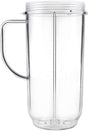 QT Tall 22oz Replacement Part Cup Mug with handle compatible with 250w Magic Bullet On-The-Go Mug