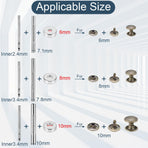 200Sets 6mm Leather Rivets + 7pcs Rivets Setting Tools for Install Leather Bag Belt Shoe Boot Hats Pet Collar Keychain Clothing