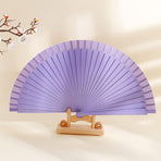 9in Silk Handheld Fan Foldable with Wooden Handle - Handheld Folding Fan for Women for Events, Parties & Festivals - Rave, Dance & Decorative Accessory (Purple)