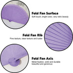 9in Silk Handheld Fan Foldable with Wooden Handle - Handheld Folding Fan for Women for Events, Parties & Festivals - Rave, Dance & Decorative Accessory (Purple)