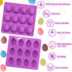 2Pcs Easter Egg Silicone Molds, 8 Cavity Easter Egg Shaped Chocolate Mold, Non-stick Jello Mold Silicone Baking Mold for DIY Cake Decoration,Candy, Pastry, Muffin, Bread, Ice Cube, Soap