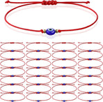 30 Pcs Evil Eye Bracelets Red String Protection Bracelets Adjustable Evil Eye Red Rope Knot Strand Anklets Kabbalah Mal De Ojo Luck Jewelry for Women Men