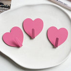 9 Pcs Heart Shaped Adhesive Wall Hooks, Cute Decorative Pink and White Self-Adhesive Hooks for Home Office Organization (White Pink)