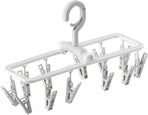 2 Pack Clothes Drying Rack with 12 Multiple Clips, Foldable Portable Travel Hanger for Socks Underwear Bras (White)