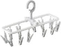2 Pack Clothes Drying Rack with 12 Multiple Clips, Foldable Portable Travel Hanger for Socks Underwear Bras (White)