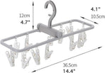 2 Pack Clothes Drying Rack with 12 Multiple Clips, Foldable Portable Travel Hanger for Socks Underwear Bras (White)