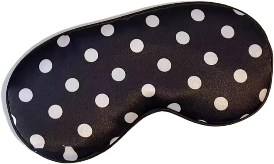 Black White Polka Dot Cooling Silky Sleep Eye Mask for Women, Nap Eye Cover for Students Office for Summer (Black)