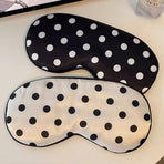 Black White Polka Dot Cooling Silky Sleep Eye Mask for Women, Nap Eye Cover for Students Office for Summer (Black)