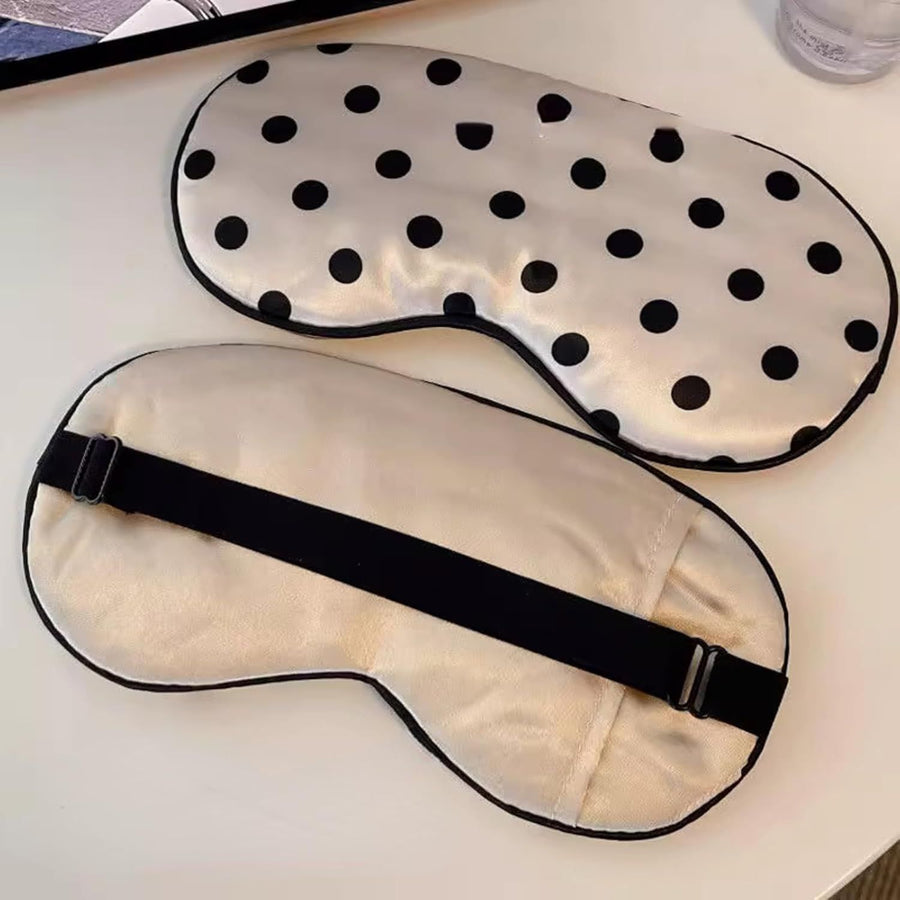 Black White Polka Dot Cooling Silky Sleep Eye Mask for Women, Nap Eye Cover for Students Office for Summer (Black)