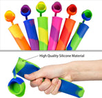 6 Pack Silicone Popsicles Molds, Multicolor Baby Popsicle Ice Pop Molds, Reusable DIY Frozen Popsicles Maker for Kids with Lid