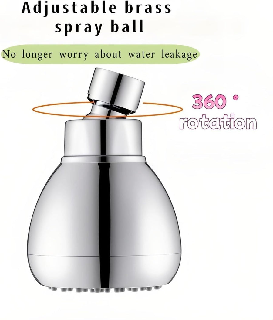 High Pressure Shower Head 3" Chrome - 360° Rotating Self-Cleaning Jets, Water Saving Flow Optimizer, Easy Install & Rustproof ABS, Spa Rainfall Spray for Adults/Elderly