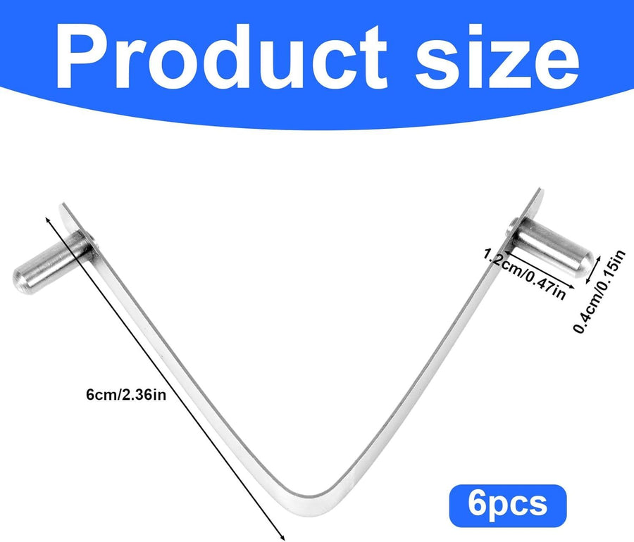 6pcs Pool Brush V-Shaped Clip, Stainless Steel Double Pin Spring Button Clip Pool Pole Butterfly Clips for Spa Skimmer Nets Vacuum Brushes Leaf Rake Swimming Cleaning Tool