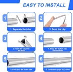 6pcs Pool Brush V-Shaped Clip, Stainless Steel Double Pin Spring Button Clip Pool Pole Butterfly Clips for Spa Skimmer Nets Vacuum Brushes Leaf Rake Swimming Cleaning Tool