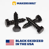 Stainless Steel Black Lag Bolts 3/8" x 1" Hex Lag Screws (10 pcs) 18-8 Stainless Black Oxidized in USA