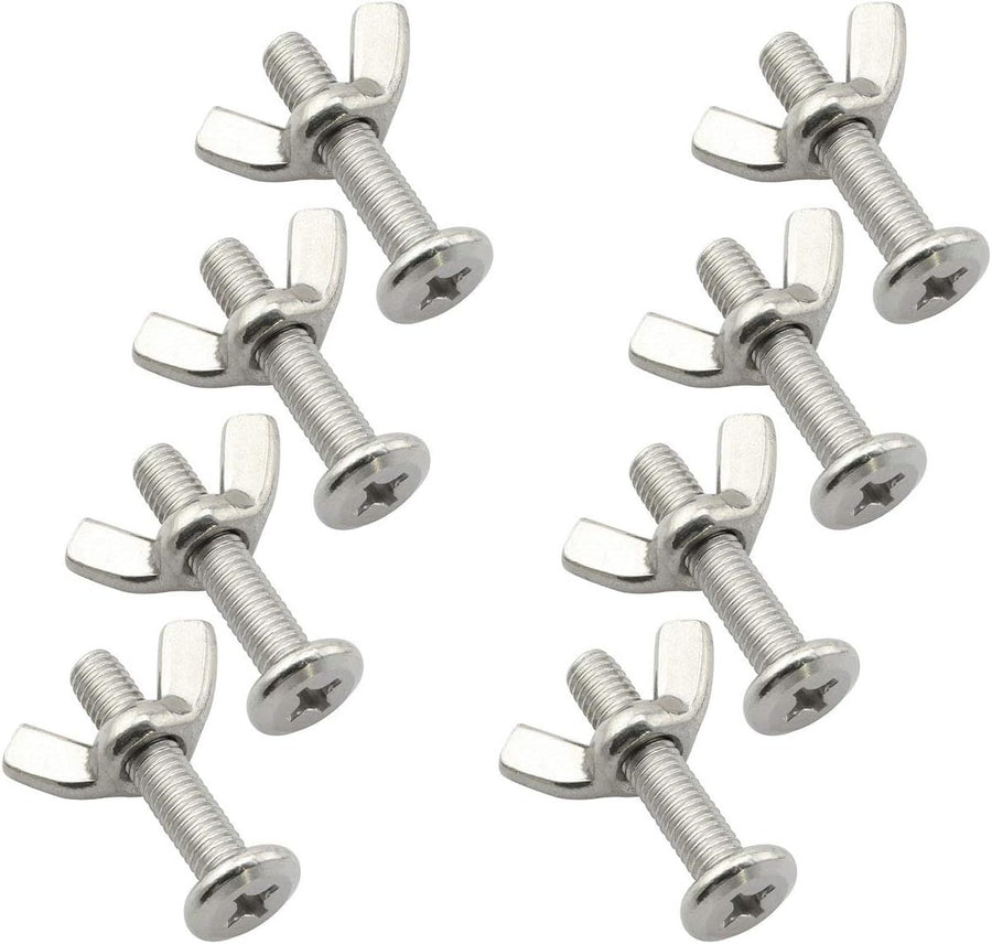 10PCS Stainless Steel Large Flat Head Screws M6x30 1/4 x 1-1/4 Sidewalk Bolts with 10 Wing Nuts