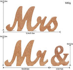 Mr and Mrs Signs Wedding Sweetheart Table Decorations, Wooden Freestanding Letters Wedding Shower Gift (Rose gold)