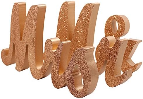 Mr and Mrs Signs Wedding Sweetheart Table Decorations, Wooden Freestanding Letters Wedding Shower Gift (Rose gold)