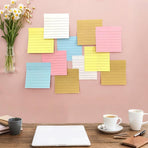 Pink Lined Sticky Notes, 3"x3" Self-Stick Note Pads, 6 Pads, 100 Sheets/Pad, Total 600 Sheet