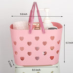 Portable Shower Caddy Tote Plastic Storage Basket with Handle Box Organizer Bin for Bathroom, Pantry, Kitchen, College Dorm, Garage - Pink
