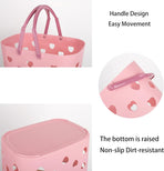 Portable Shower Caddy Tote Plastic Storage Basket with Handle Box Organizer Bin for Bathroom, Pantry, Kitchen, College Dorm, Garage - Pink