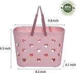 Portable Shower Caddy Tote Plastic Storage Basket with Handle Box Organizer Bin for Bathroom, Pantry, Kitchen, College Dorm, Garage - Pink