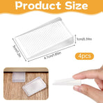 4 Pack Rubber Door Stop, Wedge Thin Door Stoppers for Bottom of Doors Clear Non-Scratching Doorstops Sturdy Stackable Doors Stops for Home Office School