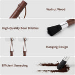 2-Pack Coffee Grinder Cleaning Brush with Natural Walnut Wood Handle and Black Boar Bristle, Coffee Bar Accessories Coffee Brush, Espresso Machine Cleaning Tool Barista Brush with Hanging Loop