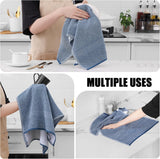 Homaxy Set of 8 Bulk Cotton Terry Kitchen Towels Set, 12 x 12 and 13 x 28 Inches, Checkered Designed and Large Cotton Kitchen Hand Towels(18”x 28”, 6 Pack), Flat and Terry Dish Towels - 45-Degree Angle