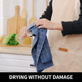 Homaxy Set of 8 Bulk Cotton Terry Kitchen Towels Set, 12 x 12 and 13 x 28 Inches, Checkered Designed and Large Cotton Kitchen Hand Towels(18”x 28”, 6 Pack), Flat and Terry Dish Towels