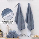 Homaxy Set of 8 Bulk Cotton Terry Kitchen Towels Set, 12 x 12 and 13 x 28 Inches, Checkered Designed and Large Cotton Kitchen Hand Towels(18”x 28”, 6 Pack), Flat and Terry Dish Towels - Close-Up Angle
