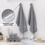 Homaxy 12 Pack Kitchen Dish Cloths (10 x 10 Inches, Grey) and Large Cotton Kitchen Hand Towels(18”x 28”, 6 Pack), Flat and Terry Dish Towels