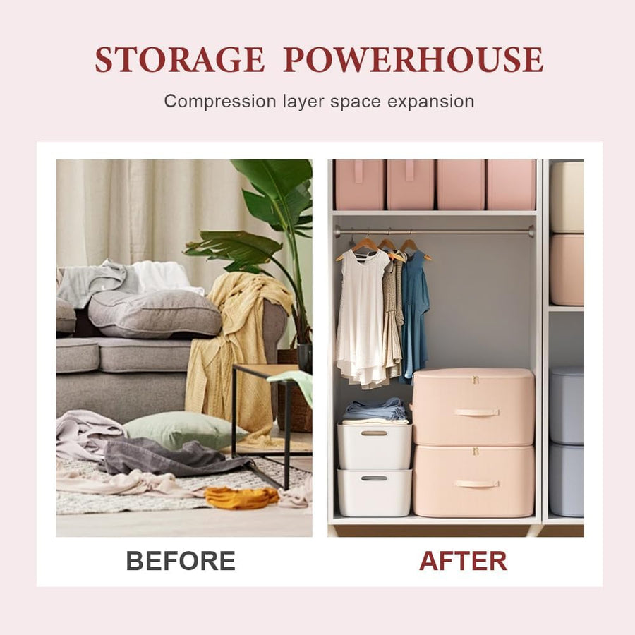 2026 New 3-Layer Ultra Space Saving Self Compression Organizer, Multifunctional Comforter Storage Bag for Comforters, Clothes, Blankets, Home Organization Must Haves (Gery, Large)