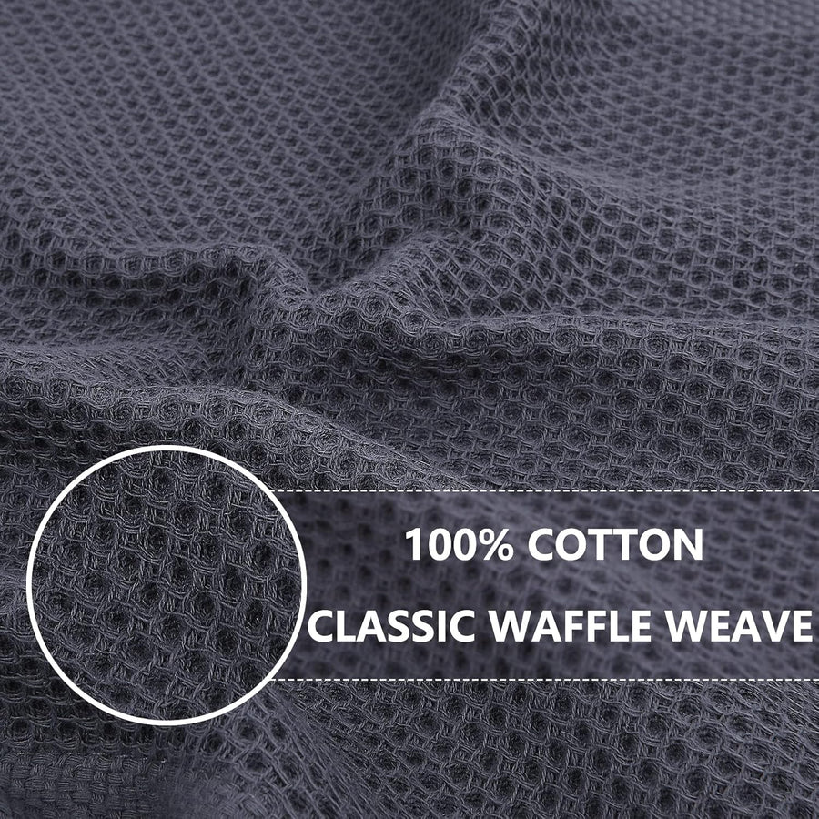 Homaxy 6-Pack Waffle Weave Kitchen Dish Cloths(12x12 Inches) and Flat and Terry Dish Towels(18”x 28”, 6 Pack), Large Cotton Kitchen Hand Towels