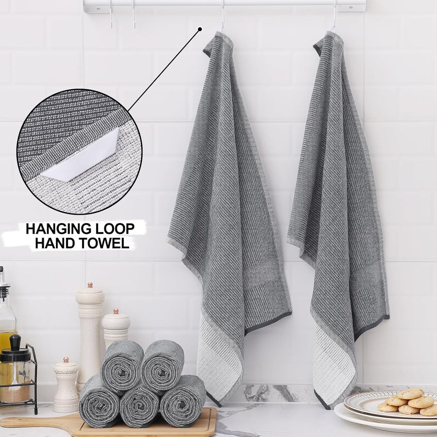 Homaxy 6-Pack Waffle Weave Kitchen Dish Cloths(12x12 Inches) and Flat and Terry Dish Towels(18”x 28”, 6 Pack), Large Cotton Kitchen Hand Towels