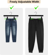 TOPIA HANGER Black Wooden Pants Hangers, Wood Skirt Hangers with Clips, Deluxe Jeans Hanger with 360° Swivel Anti-Rust Flat Hook, Smooth Finish Wood Hangers for Slacks Trousers 20 Pack, CT03B - Close-Up Angle