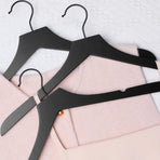 TOPIA HANGER Wooden Hangers 20 Pack, Rubber Wood Clothes Hangers with Rotatable Black Hook and Smooth Cut Nothces, Durable Hanger for Coats, Suits, Jackets, Sweaters, Dresses, Black - CTS07B