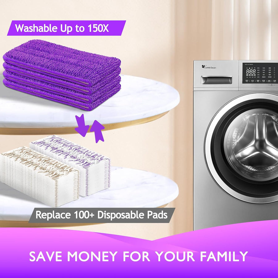 Reusable Power Mop Refills Pads Compatible with Swiffer PowerMop Mop 4 Pack & Reusable Duster Refill Compatible with Swiffer Hand Duster 4 Pack(Handle is Not Included)