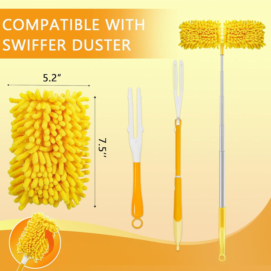 4+4 Reusable Duster Refill Compatible with Swiffer Hand Duster - 360 Heavy Duty Dusters Refills - Microfiber Ceiling Fan Duster for Swiffer Dusters Extended Handle(Handle is Not Included)