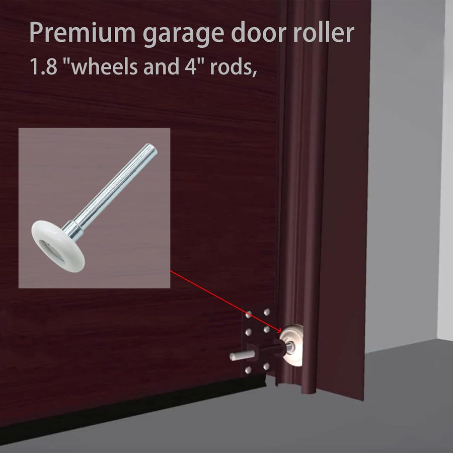 Garage Door Roller, White 1.8" Quiet Nylon Garage Door Wheels 4" Stem for Garage Track Replacement with Premium Sealed 11 Ball Bearing, 10 Packs