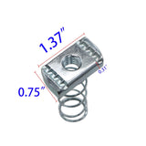 (100) Strut Channel Nuts, 3/8-16 Spring Channel Nuts with Zinc Electroplate Finish, Long Spring Nuts Great for Use with Strut Channel (100 Pack) - Front View