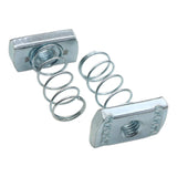 (100) Strut Channel Nuts, 3/8-16 Spring Channel Nuts with Zinc Electroplate Finish, Long Spring Nuts Great for Use with Strut Channel (100 Pack) - Top-Down View
