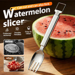 2-in-1 Stainless Steel Fruit Cutter, Upgraded Watermelon Slicer Tool, Portable Fruit Forks for Home, Kitchen and Camping (2 Pcs)