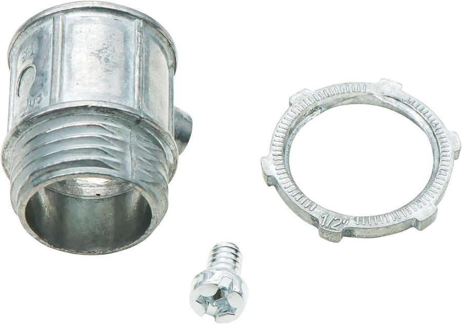 Xadnitu 25 Pieces 1/2" EMT Connectors, Set Screw Type Zinc Die-Cast Conduit Fitting for Electrical Box and Metal Enclosure Connection