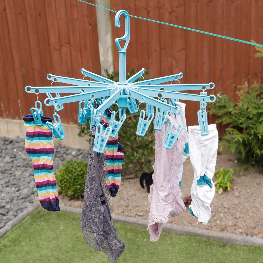 HANGERWORLD 20 Clip Hanging Laundry Drying Rack for Socks, Underwear and Baby Clothes (2 Pack)