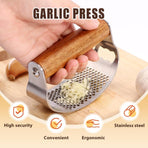 Stainless Steel Garlic Presser, Upgraded Garlic Press Rocker with Peeler and Cleaning Brush, Ergonomic Handle for Cooking Enthusiasts (1 pcs)