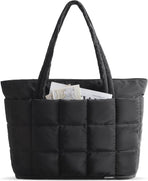 Expandable Tote Bag for Women, Puffer Work Tote Handbag, Quilted Carry On Bag for Travel Gym