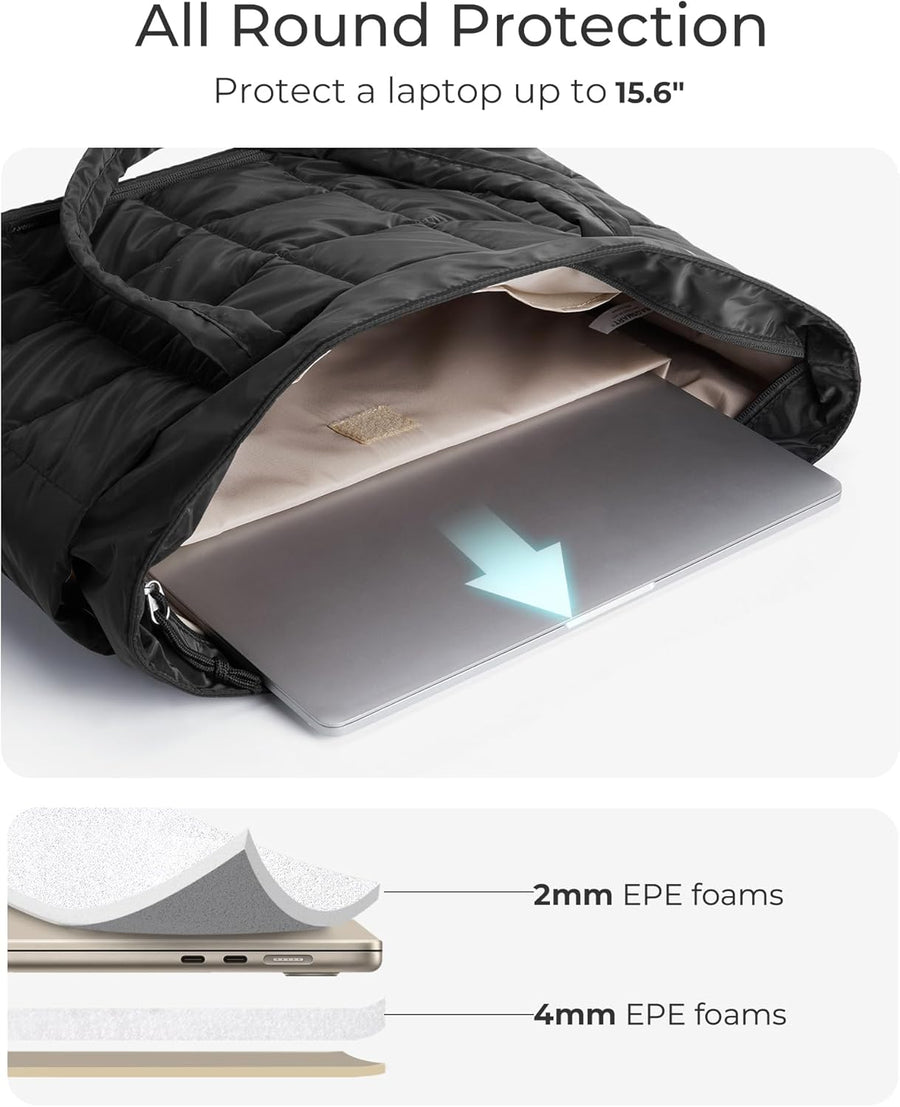 Expandable Tote Bag for Women, Puffer Work Tote Handbag, Quilted Carry On Bag for Travel Gym
