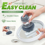 Dish Brh with Soap Dispenser, Soap Dispensing Dish Brh - with PET/Steel Wire Bristles, Kitchen Scrub Brh for Dishes Pots Pans Sinks (PET Head)